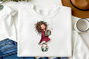 Whimsical Christmas Girl Clipart, a Seasonal Illustration by fashionaddict (Thumbnail 6 of 7)