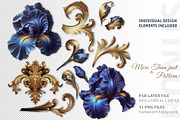 Baroque Floral Design Kit•Night Iris, a Pattern Graphic by ARSCOR (Thumbnail 5 of 7)