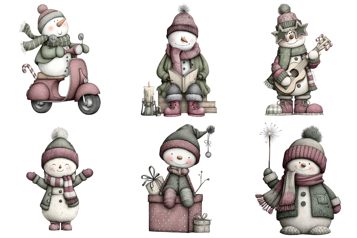 Whimsical Christmas Snowman Clipart, an Illustration by Daily.Designs (Photo 4 of 5)