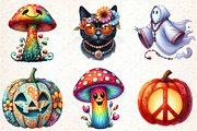 Groovy 70s Halloween Clipart, an Illustration by DreamCafeArt (Thumbnail 2 of 5)