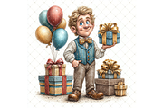 Man's Birthday Clipart JPG, a Person Illustration by Memories By Lea (Thumbnail 6 of 20)