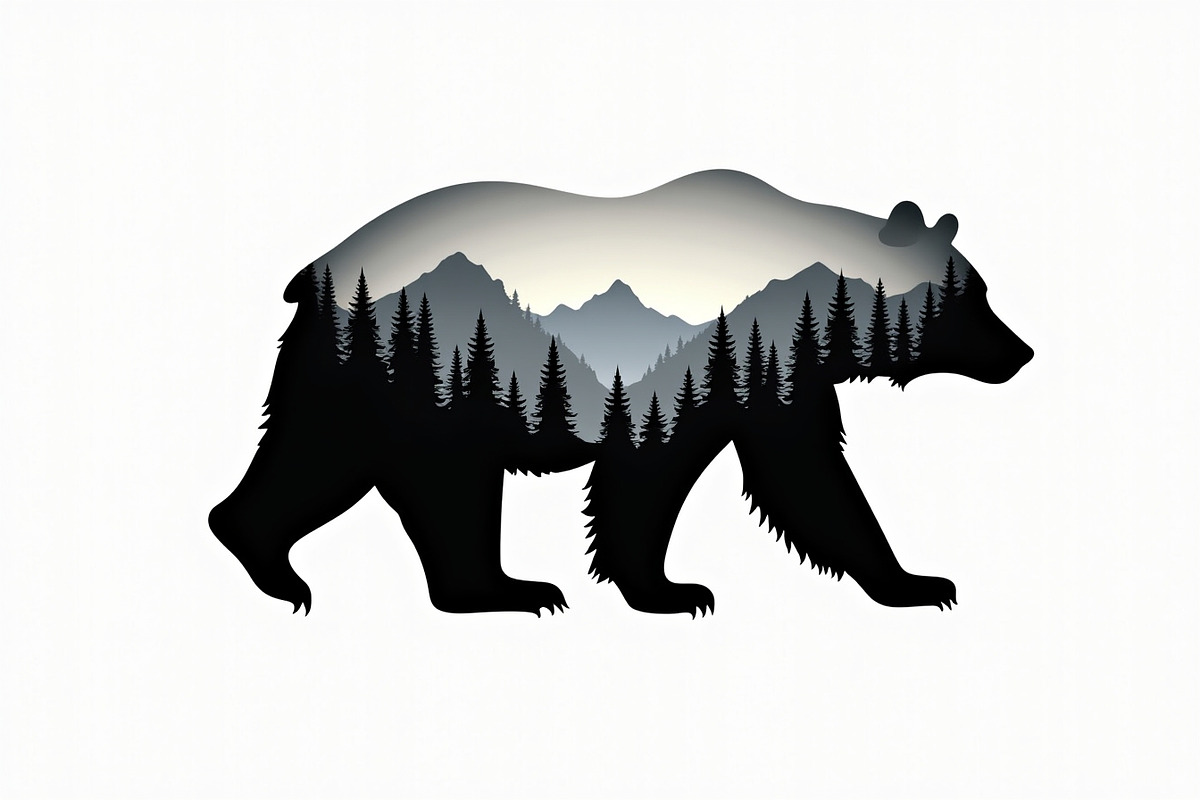 Wilderness Bear Double Exposure Set, an Illustration by musafir_fashion (Photo 4 of 10)