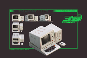 Vintage Computer PNG Set, an Object Graphic by Gleb Guralnyk
