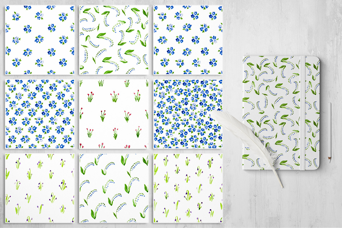 Mille Fleur - 36 watercolor patterns, a Pattern Graphic by Begin Again (Photo 6 of 6)