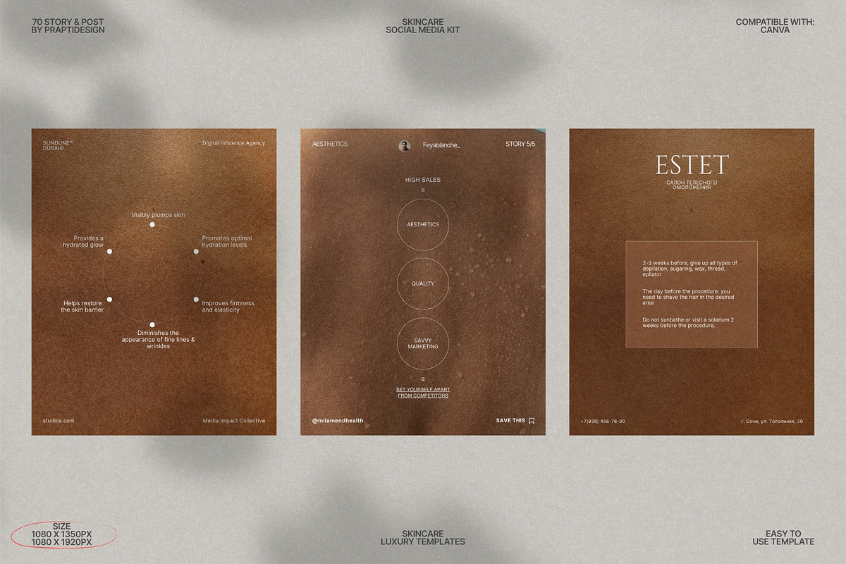 Skincare Canva Story and Post Kit preview 8