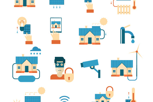 Smart House Set Of Icons. Flat