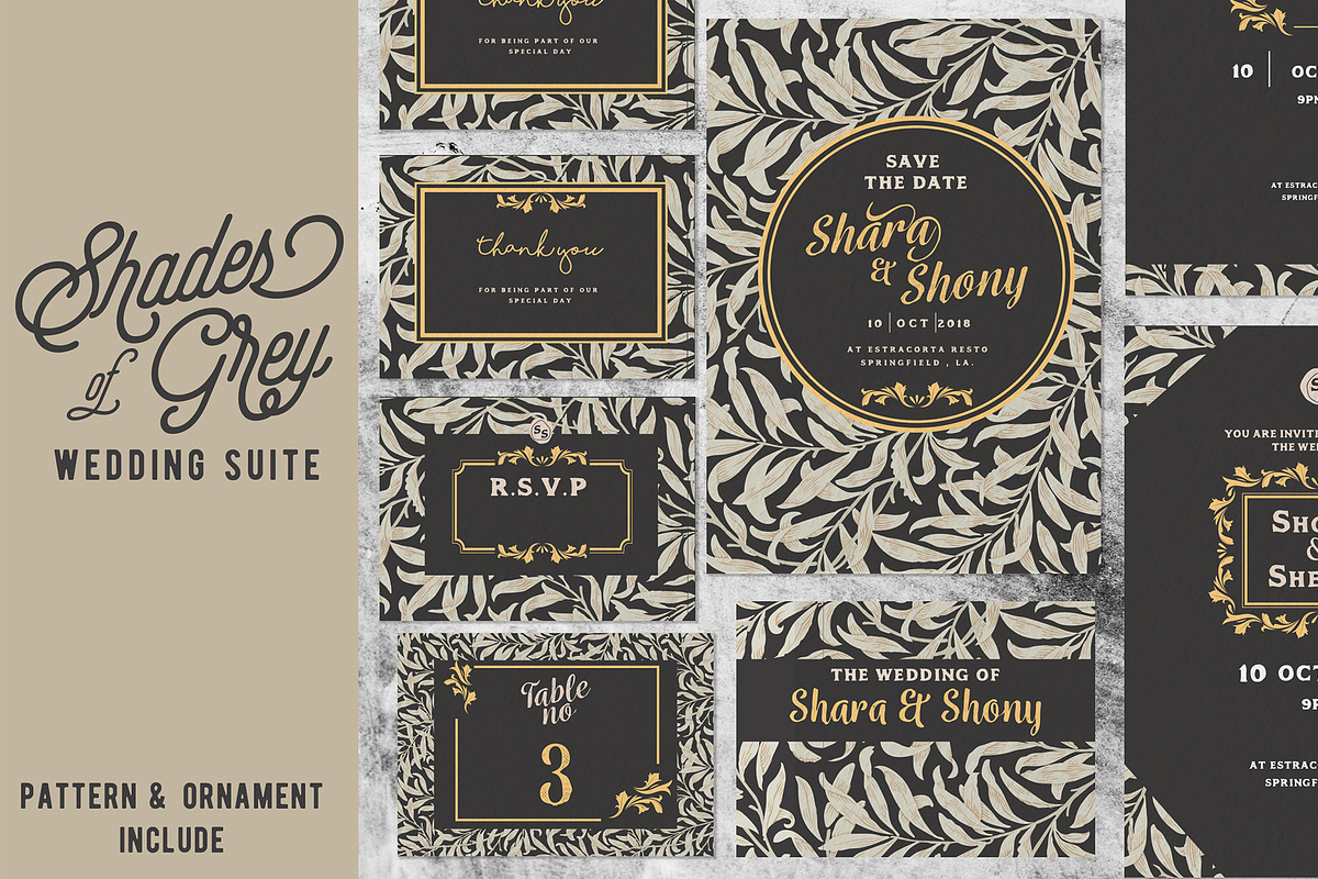 Shades of Grey Wedding Suite, an Invitation Template by ulndsgn (Photo 1 of 4)