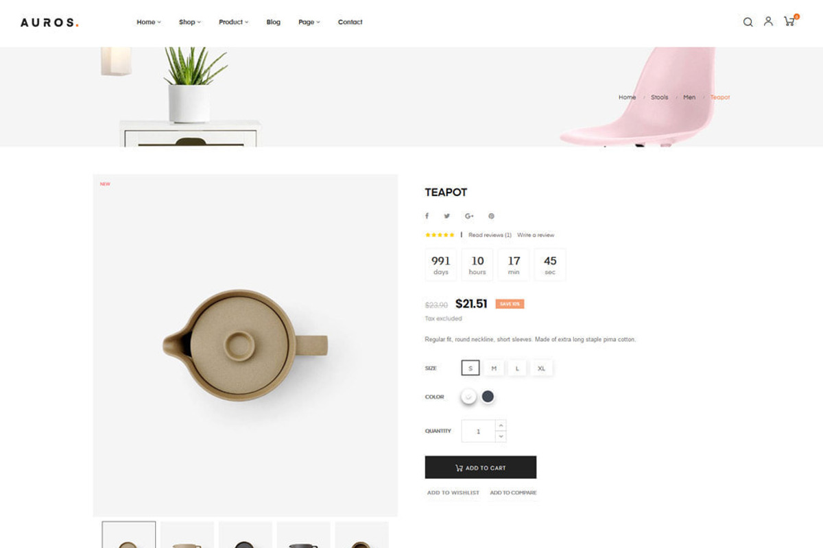 Auros - Furniture Home Prestashop, a Bootstrap Template by apollotran (Photo 2 of 10)