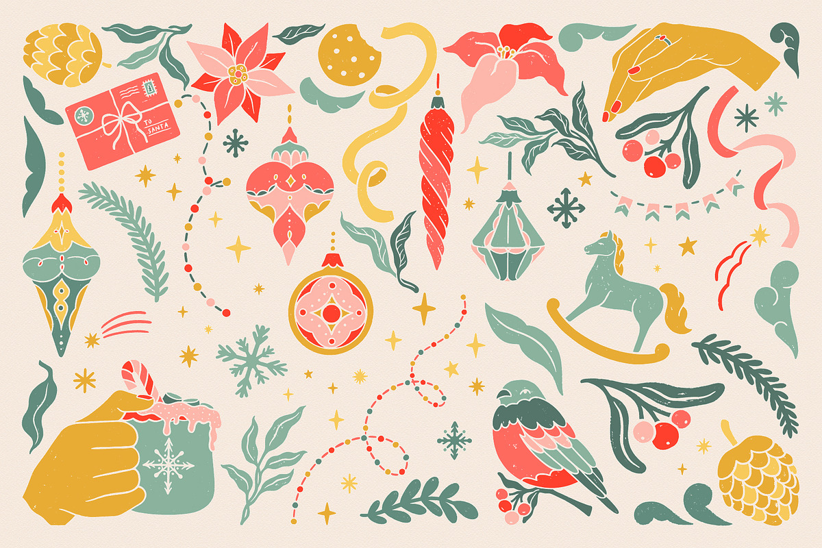 Christmas Retro collection., a Decorative Illustration by ElenKoss (Photo 2 of 15)