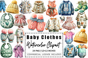 Watercolor Baby Clothes Clipart, a Graphic by CitraGraphics (Thumbnail 1 of 4)