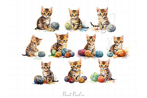 Kitten With Yarn PNG