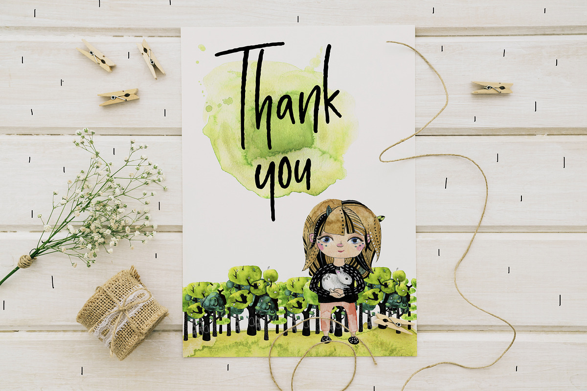 Amy in Wonderforest - hand drawn set, a Decorative Illustration by Satika (Photo 15 of 15)