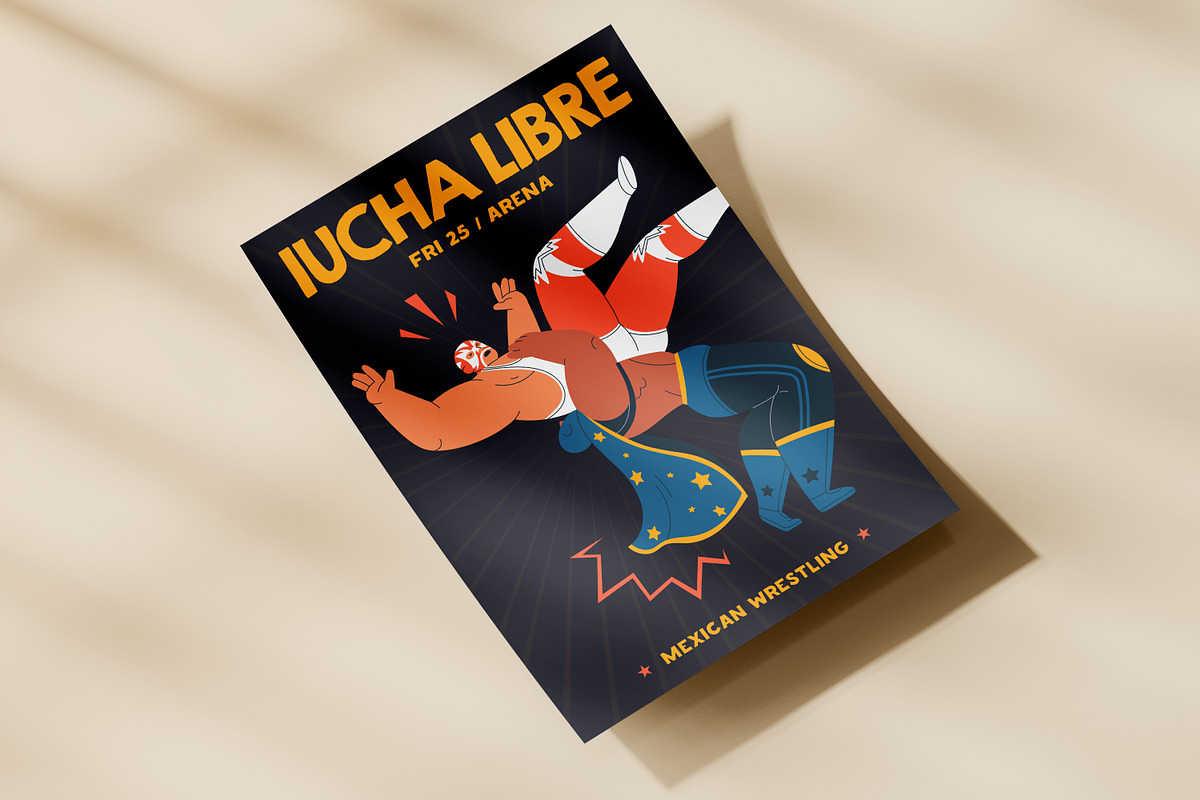 Mexican Lucha libre fight background, a Sport Illustration by Good Studio (Photo 7 of 7)