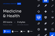 Medicine and Health Icon Set, a Solid Icon by 123done (Thumbnail 1 of 2)