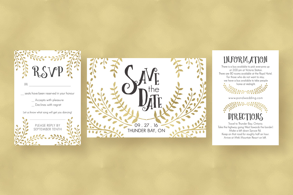 Gold Wedding Invitation Suite, an Invitation Template by Knotted Design (Photo 3 of 5)
