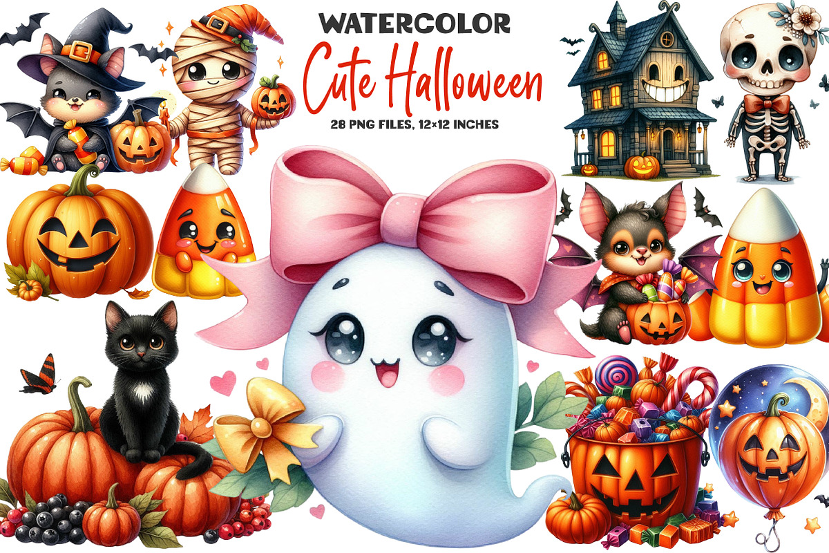 Cute Halloween Clipart, an Illustration by DreamArtGraphic (Photo 1 of 5)