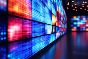 Vibrant wall of digital screens, a Technology Photo by MistyDay