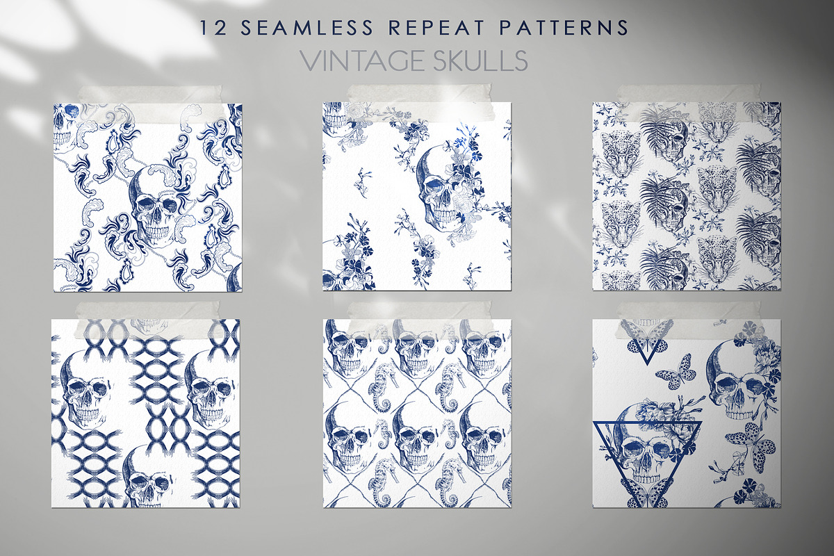 VINTAGE SKULLS, a Pattern Graphic by LanaDzi (Photo 7 of 8)