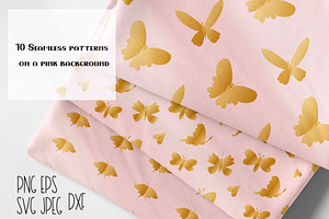 Pink & Gold Butterfly Digital Paper