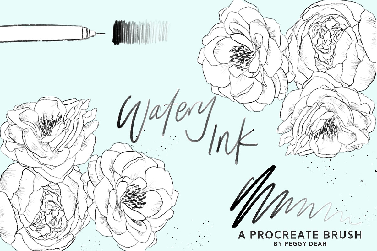 10 Drawing Ink Procreate Brushes, a Brush Add-On by The Pigeon Letters (Photo 4 of 13)