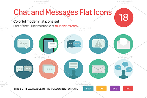 Chat and Messages Flat Icons Set preview 4