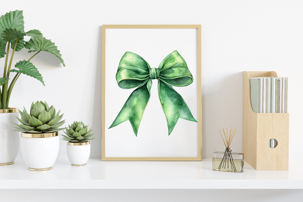 Watercolor Christmas Bow Clipart, an Illustration by Canvas Craft (Photo 5 of 8)