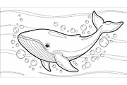 Whale Line Art Vector Bundle, an Illustration by yasushie (Thumbnail 11 of 51)