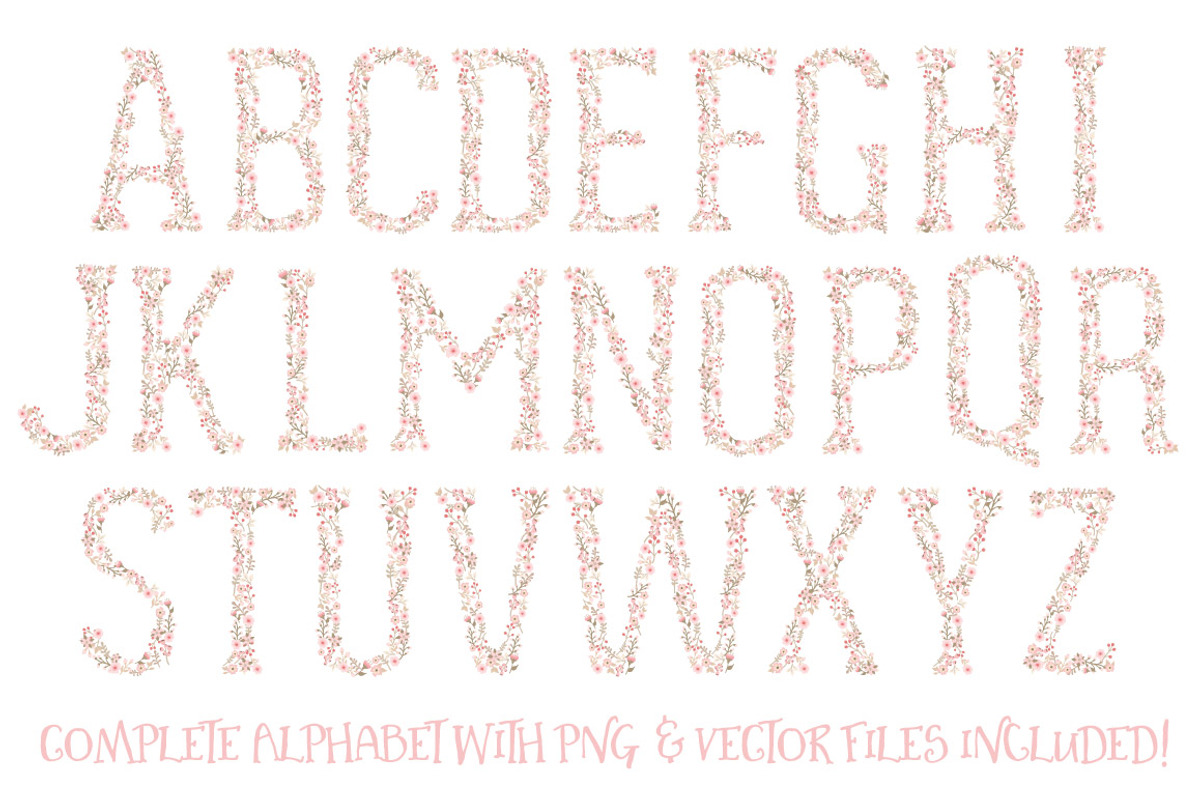 Soft Pink Floral Alphabet Vectors, an Illustration by Amanda Ilkov (Photo 2 of 5)