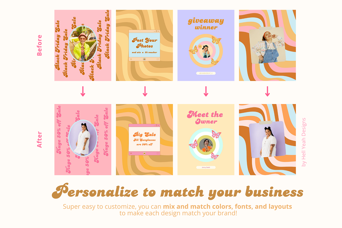 100 Retro Instagram Post Templates, a Social Media Template by Hell Yeah Designs (Photo 8 of 10)
