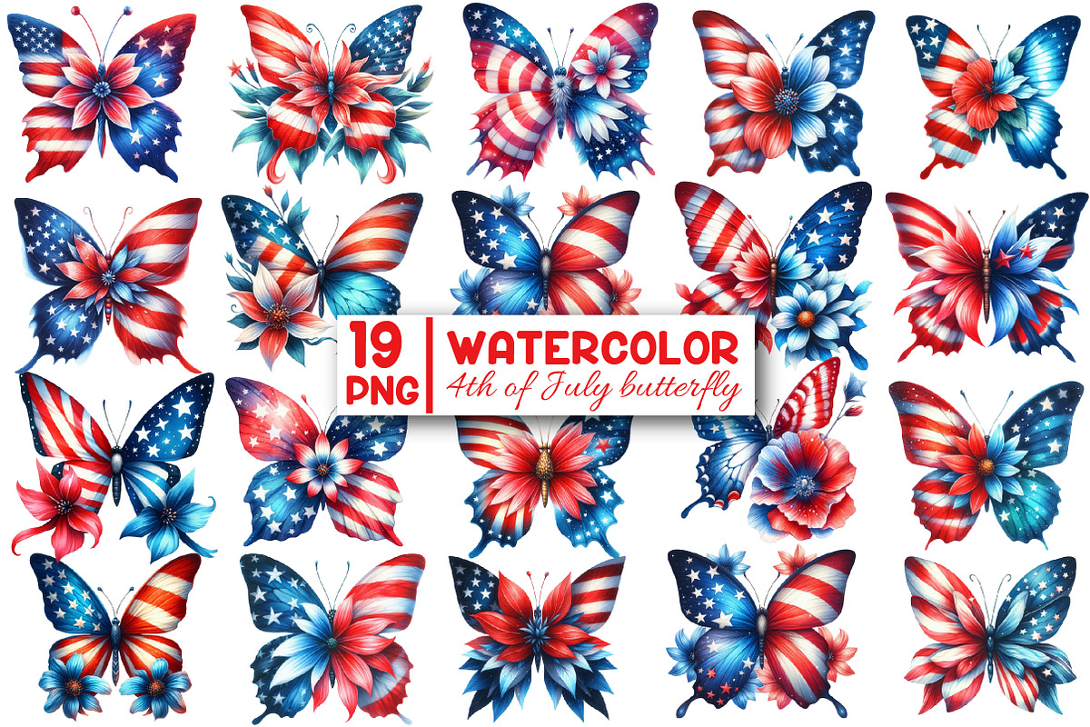 4th of July butterfly Clipart, an Illustration by Designworld (Photo 1 of 6)