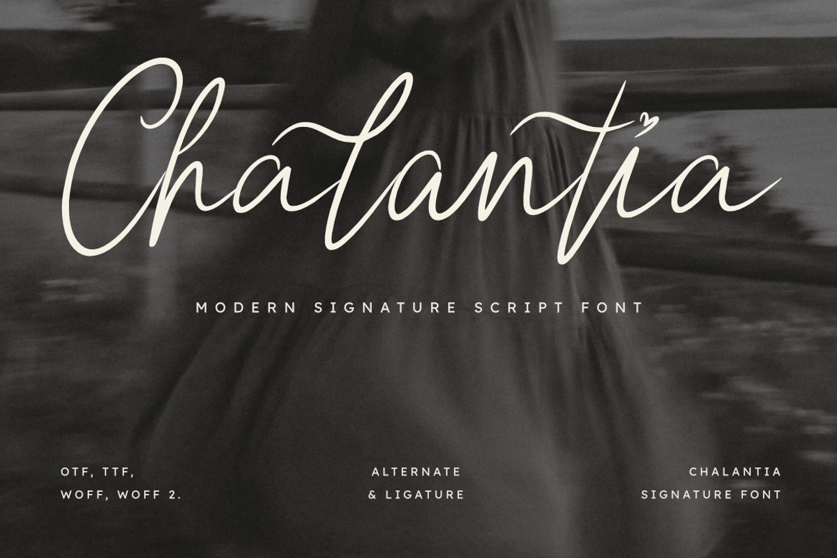 Chalantia - Modern Signature Font, a Script Font by Masyafi Studio (Photo 1 of 8)