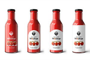 Glass Sauce Bottle PSD Mockup