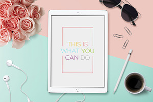 Mockup . White iPad Pro & Pencil