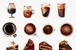 Coffee Lover Watercolor Clipart PNG