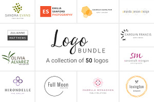 50 Premade PSD Logo Templates Bundle