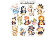 Halloween Animals Clipart Watercolor, an Animal Illustration by CharmClipart (Thumbnail 4 of 8)