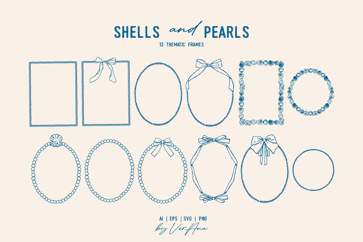 Shells and Pearls Coastal Vector Set, an Object Illustration by VerAna (Photo 4 of 18)