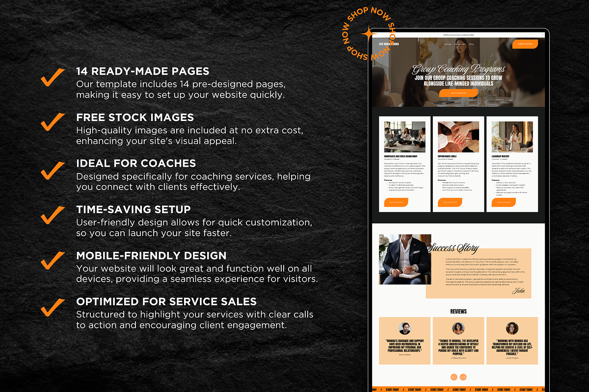 Coach Squarespace Website Template, a Squarespace Template by DesignsbyMariaStudio (Photo 3 of 10)