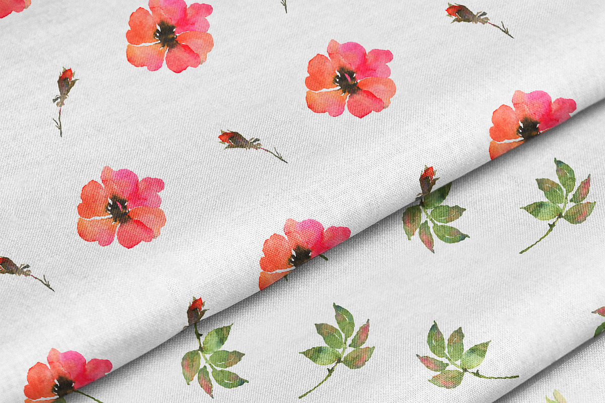 Watercolor flowers seamless patterns, a Pattern Graphic by AnnelyBlooms (Photo 2 of 7)