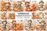 Autumn Fall Scarecrow Clipart, an Illustration by CraftArtStudio (Thumbnail 1 of 6)