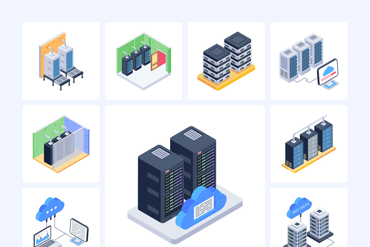 Data Center Isometric Icons, an Emoji Icon by Vectors Market (Photo 8 of 9)
