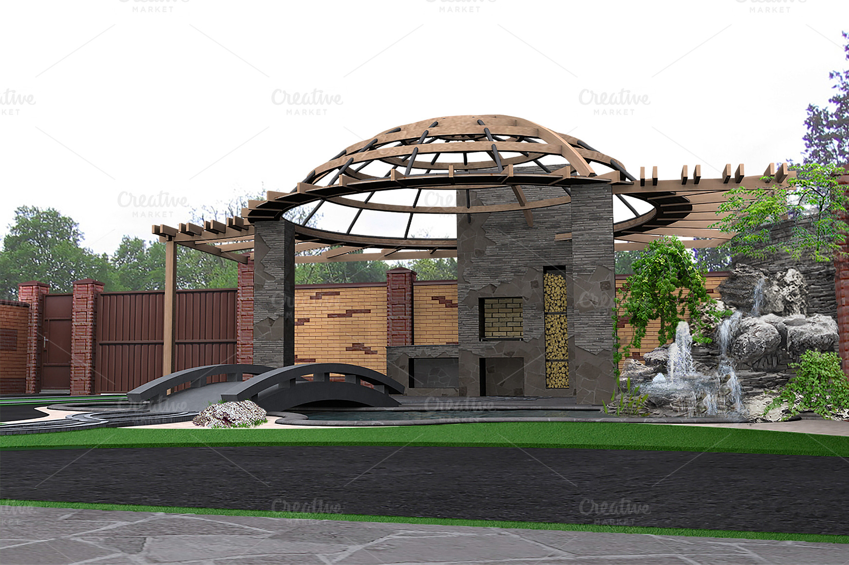 Patio architectural highlight, a Decorative Illustration by ThreeDiCube