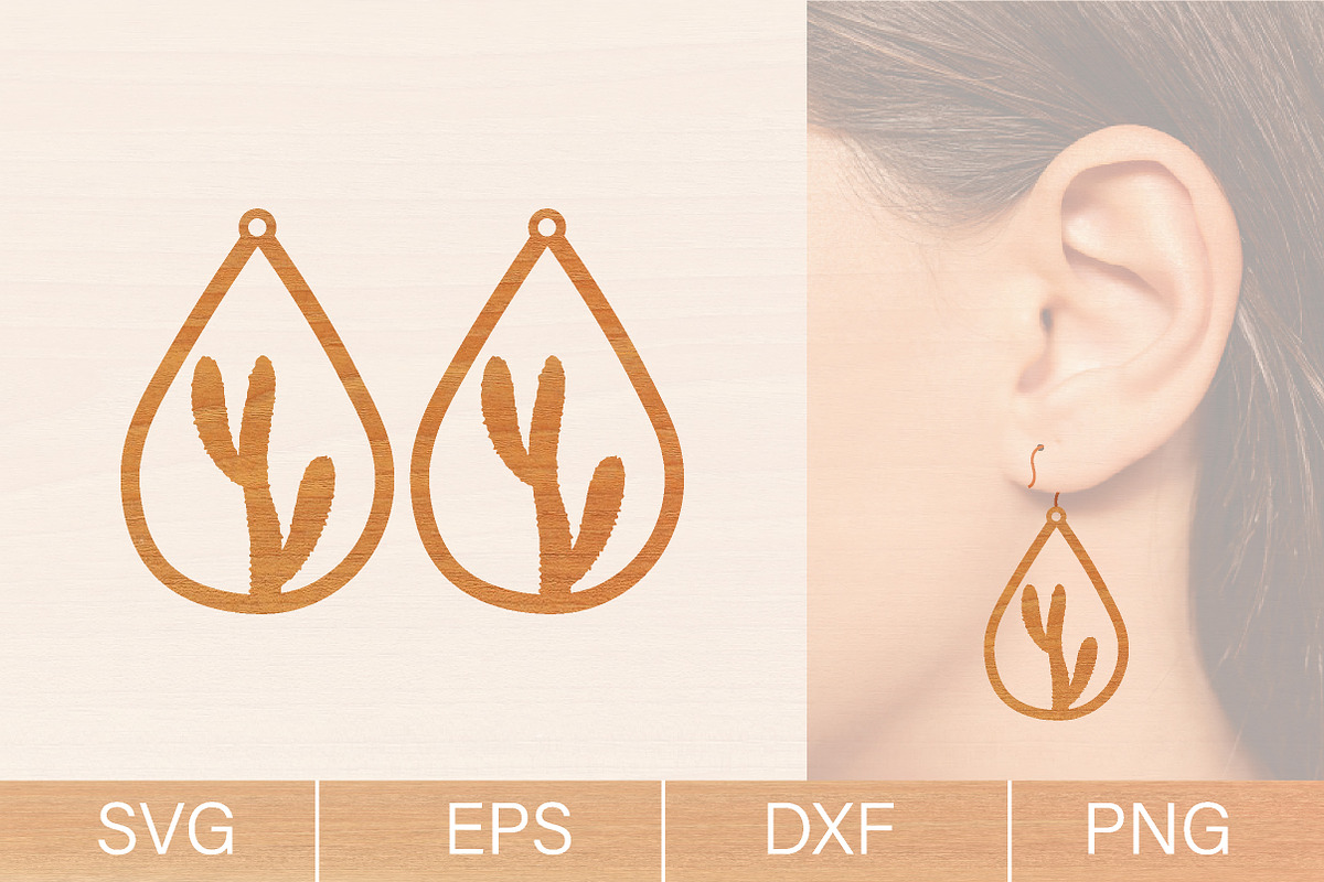 12 Cactus Wood Earrings SVG Bundle, an Object Graphic by jannatulpakhi (Photo 8 of 8)