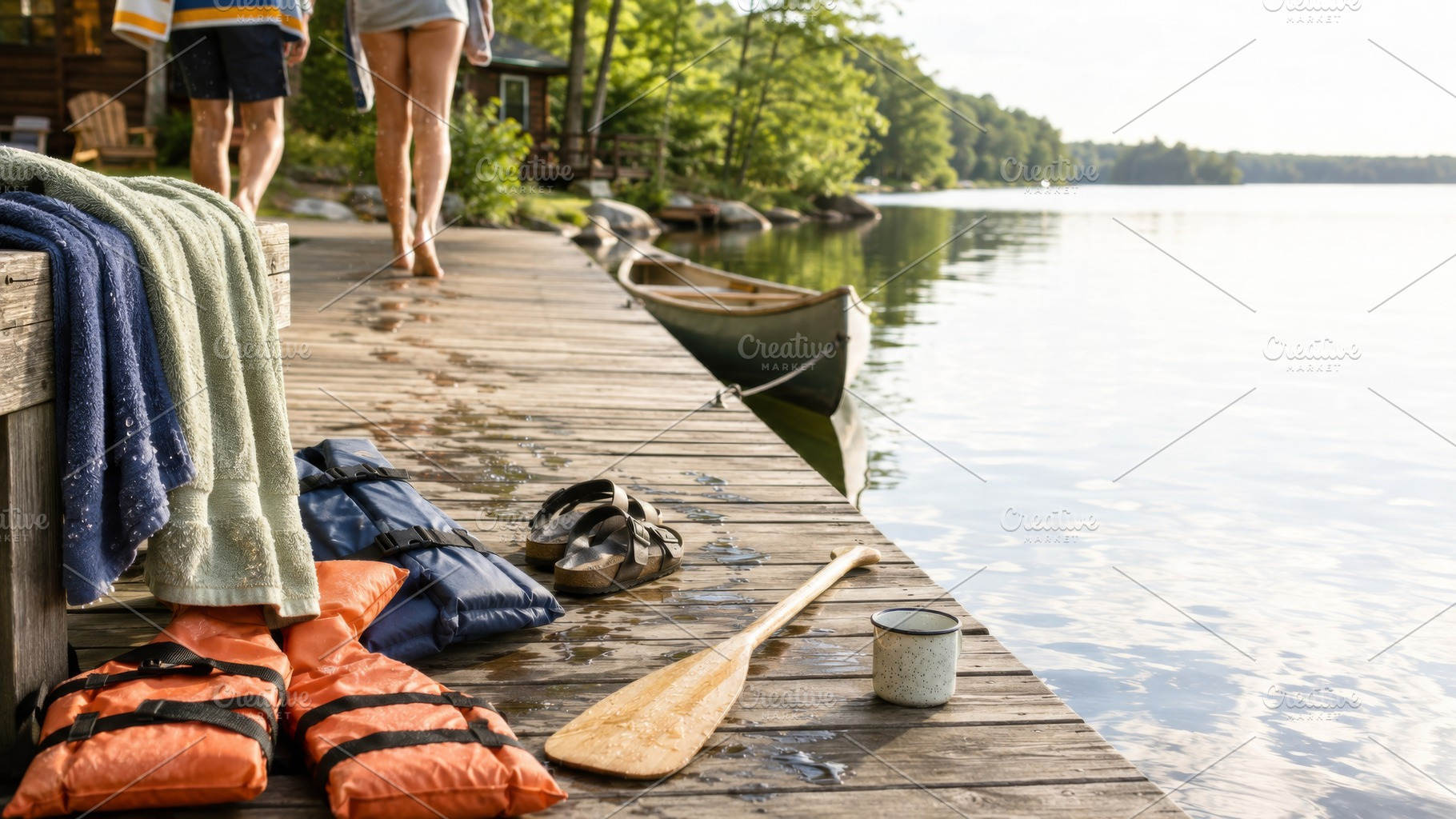 Lakehouse aesthetic with dock view,, a Photo by Dvoevnore photos