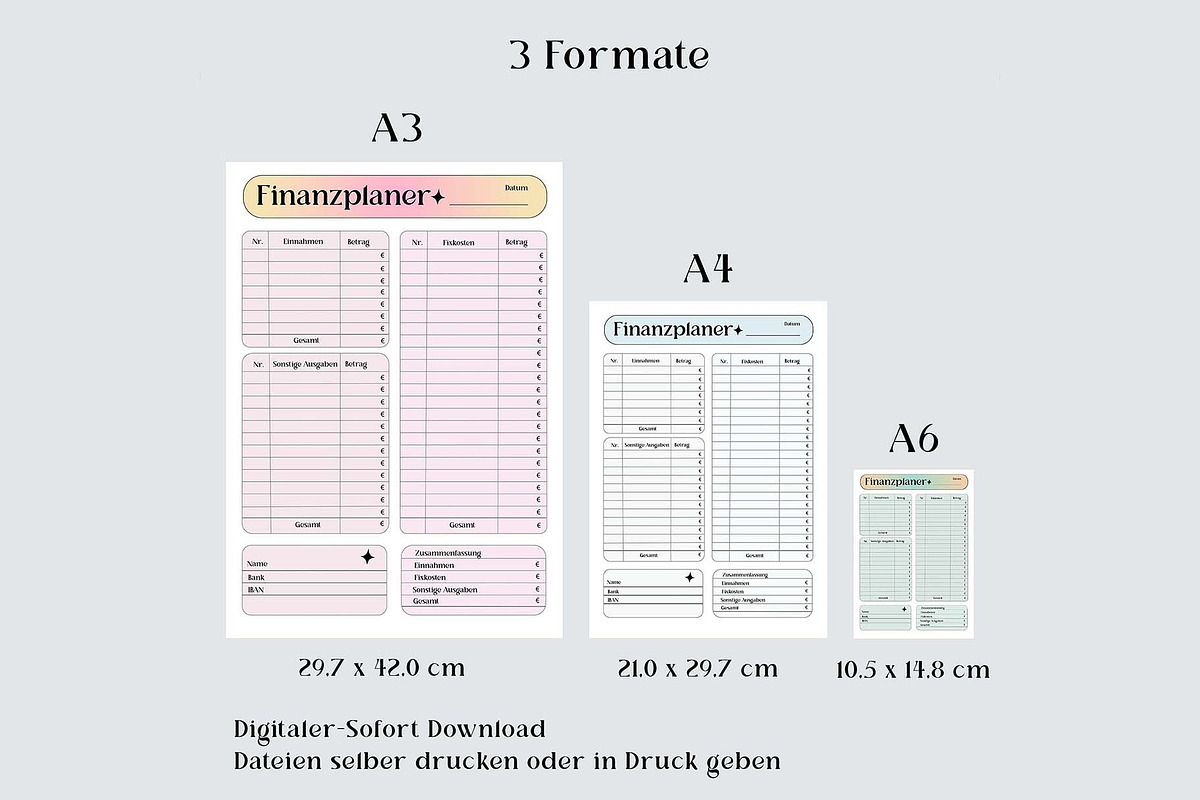 Finanzplaner German PDF JPG A4 A3 A6, a Stationery Template by EdeniaArtStudio (Photo 3 of 6)
