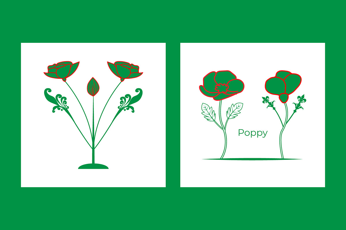 Stylized Poppy Flowers Illustration, a Decorative Illustration by Lakhan1998 (Photo 5 of 6)
