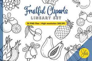 Fruitful Clipart - Lineart Set
