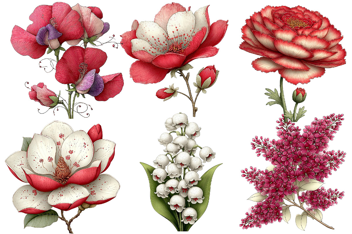 Whimsical Spring flower clipart, an Illustration by Designworld (Photo 3 of 5)