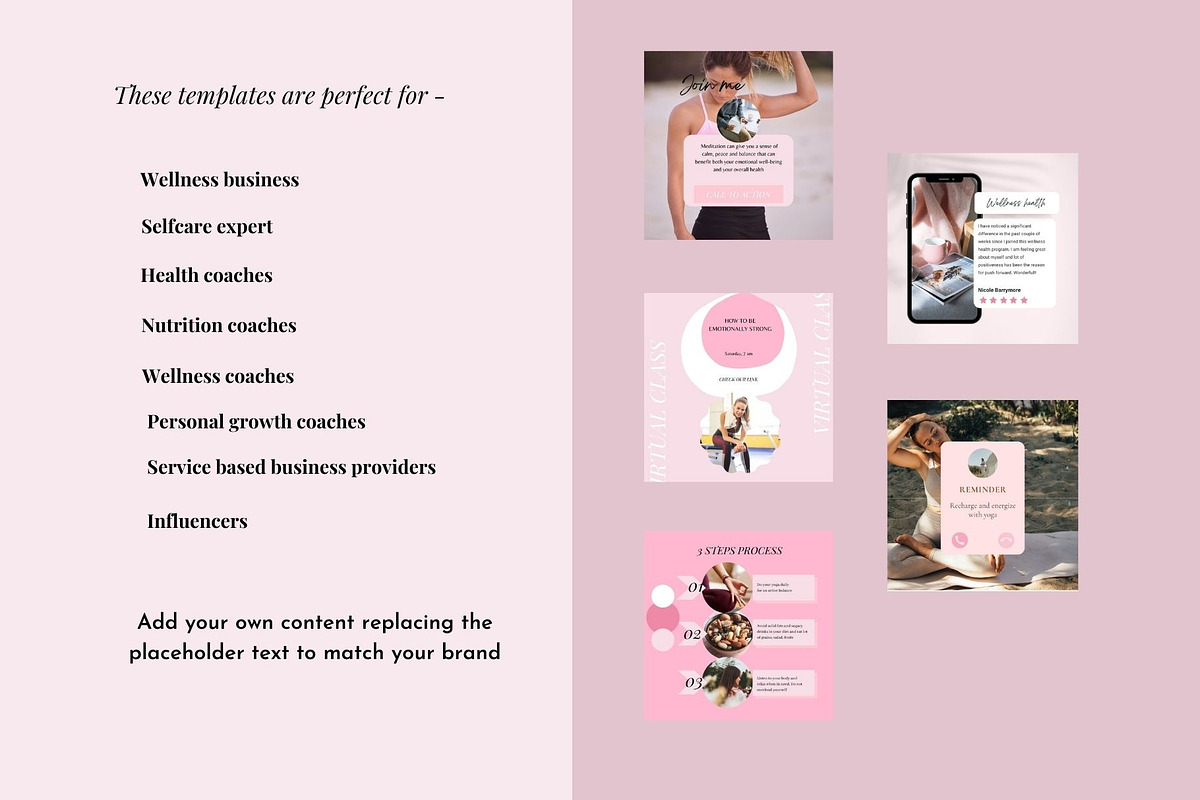 Wellness Instagram Template Canva, a Social Media Template by Deepa Template Studio (Photo 5 of 12)