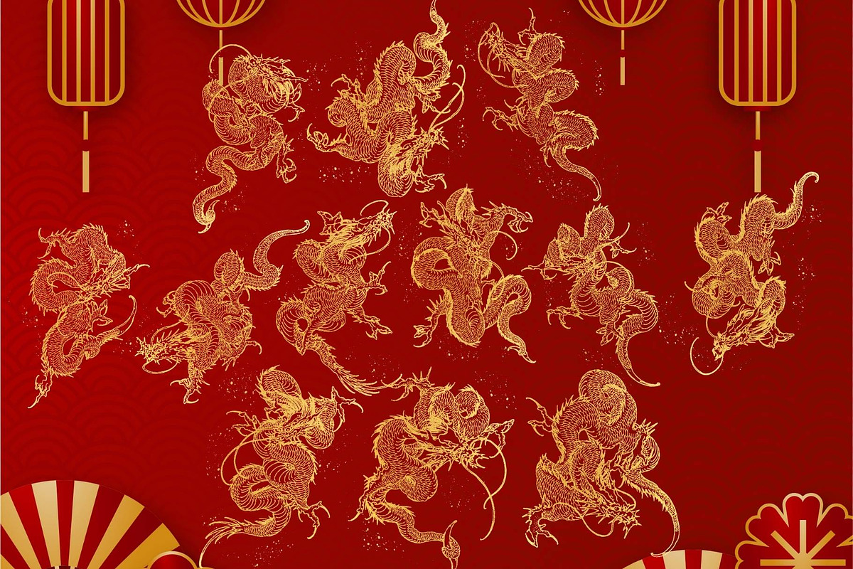 Golden dragon clipart, a Decorative Illustration by TaKong Magics (Photo 4 of 6)